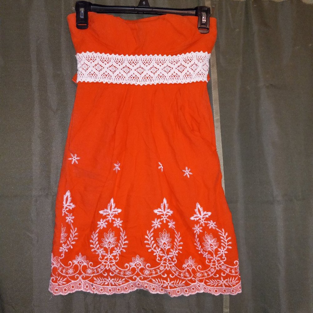 Strapless Orange Dress